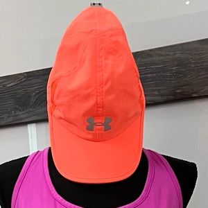 Under Armour OSFA (One Size Fits All) soft fit hat in a vibrant orange color.